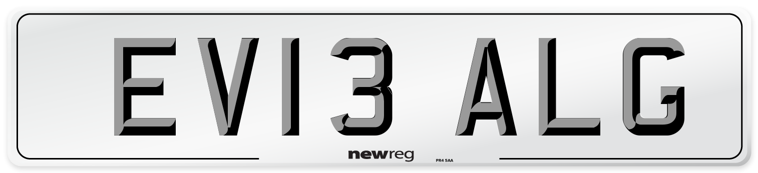 EV13 ALG Number Plate from New Reg